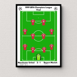 1999 Manchester United UCL Final Starting XI Print|Digital Download|Retro Football Poster|Class of '99 Wall Art|Old Trafford Decor|MUFC Gift