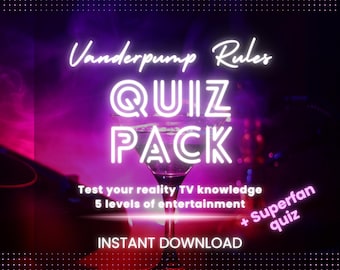 Paquete de preguntas sobre las reglas de Vanderpump / Prueba adicional para superfans / 6 preguntas divertidas de telerrealidad con temática de VPR / 70 preguntas con respuestas / Clasificación R