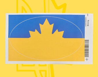 Canada Ukraine flag bumper sticker 5" x 3"