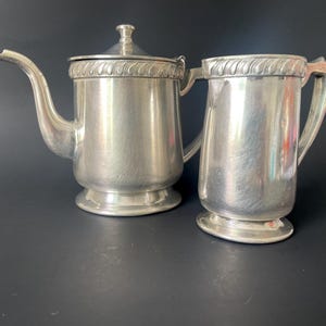Vintage DW Haber & Son NY Antique Silverplate Coffee Pot and Creamer Set