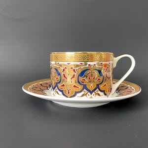 Vintage Fine Porcelain Coffee/Tea Cup with a Plate. Traditional Asian Pattern - Elegant Ceramic Cup