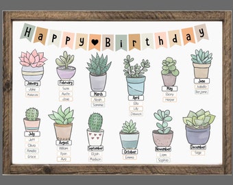SVG Succulent Print and Cut Schulgeburtstag Brett, DIY Kit für Klassenzimmer