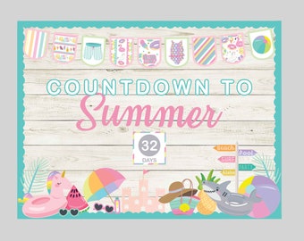 SVG-Druck und Schnitt Countdown zum Summer Teacher Bulletin Board