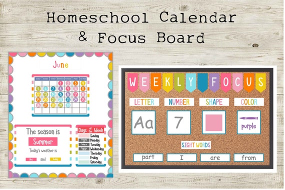 SVG Print and Cut Homeschool Calendar Focus Board DIY Kit - Etsy