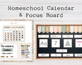 SVG Neutral Print and Cut Homeschool Calendar, Focus Board, DIY Kit for Preschool or Kindergarten, Sight Words, Numbers, Letters, Months