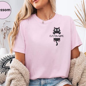 Personalized Cat Shirt, Custom Name Kitty, Cute Black Cat Tee, Gift for Cat Lovers, custom shirt for pet lovers, custom gifts for cat lovers
