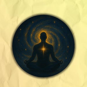 Sticker de méditation cosmique mat | Vinyle artistique spirituel pour journaux, ordinateurs portables, bouteilles d'eau | Sticker Géométrie sacrée