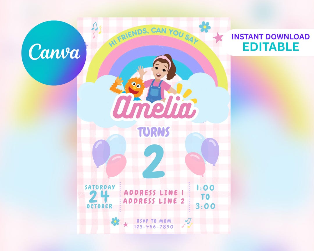 Toddler Learning Birthday Invitation | Colorful Music & Speech Party ...