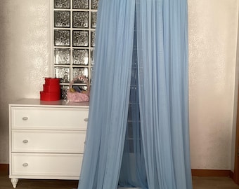 Blue Kids Bed Canopy: Nursery Reading Nook Mosquito Net