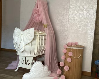 Pink Tulle Crib Canopy: Elegant Princess Nursery Decor