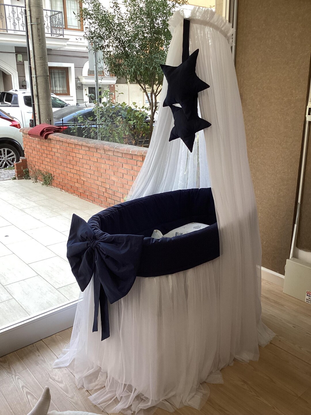 Navy Blue & White Baby Crib Canopy - Etsy