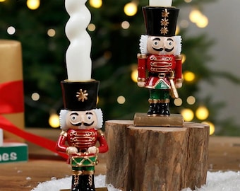 Kerst Notenkraker Kerstman Beeldje Kaarshouder – Nieuwigheid Indoor Xmas Decoraties & Feestelijk tafeldecor