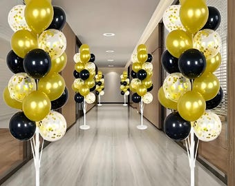 2 zestawy stojaków na balony z podstawą, stojak na balony w kształcie kolumny, na wesele, Boże Narodzenie, Nowy Rok, urodziny, ukończenie szkoły, dekoracja na zewnątrz