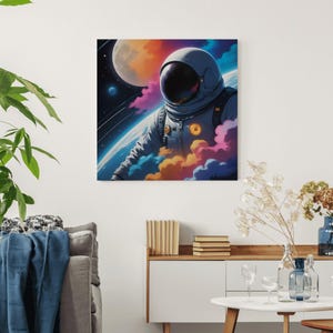 Stampa artistica "Astronaut Language Learning" - Poster futuristico sullo spazio, decorazione murale ispirata all'universo colorato per aule