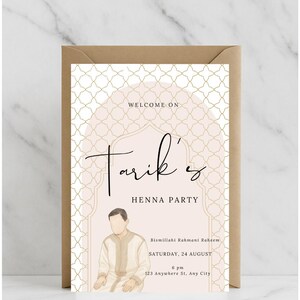 Men’s Henna Invitation | Islamic Wedding Rhanni Card | Digital Printable by Baraka Cards