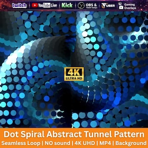 Fondo abstracto de túnel en espiral de puntos / Animación de patrón de mosaico / Visualización de vórtice / Transmisión OBS / Fondo de Twitch