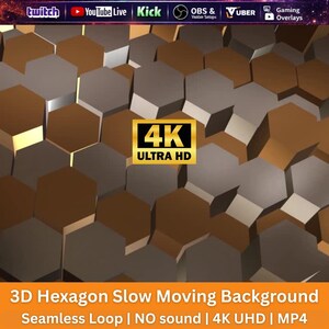Hexagon 3D Animated Background Loop | Slow Moving Geometric Motion | Futuristic Tech OBS Stream Overlay