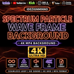 Spektrum Partikel Welle Rahmen Hintergrund | Digitale Mesh-Animation | Futuristisches Tech | OBS Twitch Stream Overlay