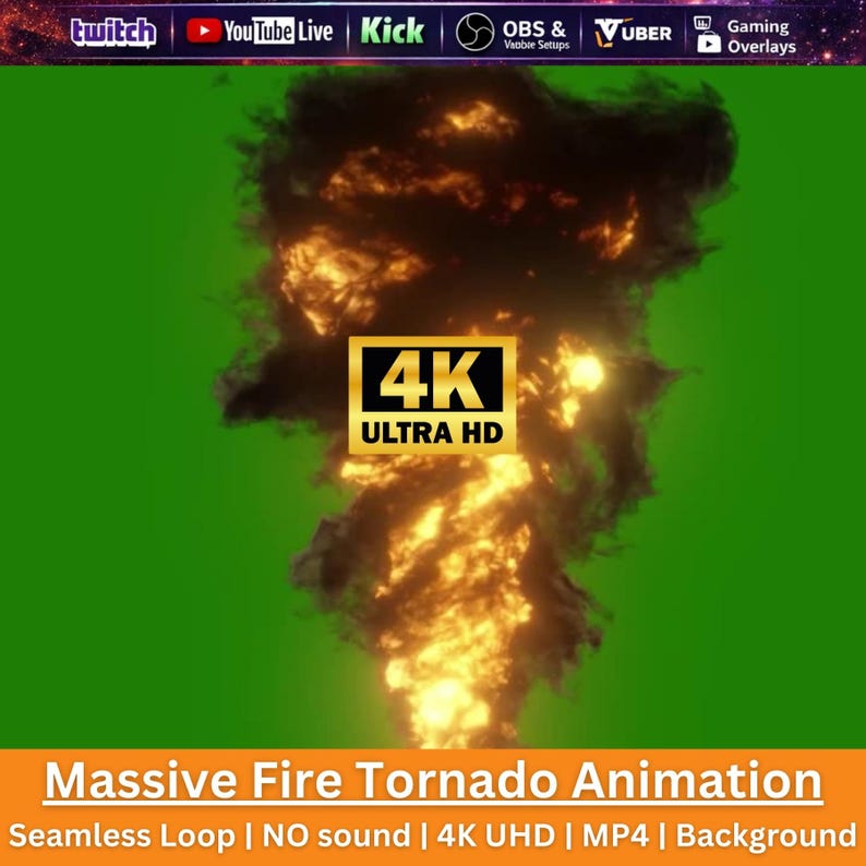 Fire Tornado Green Screen | Hyper Realistic Flame Vortex Animation ...