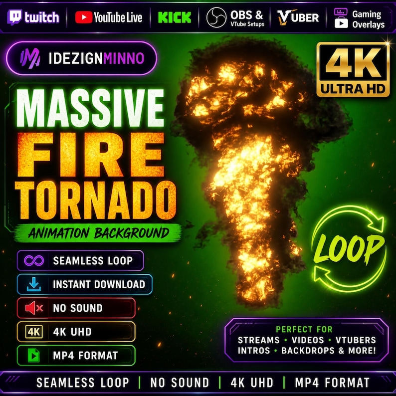 Fire Tornado Green Screen | Hyper Realistic Flame Vortex Animation ...