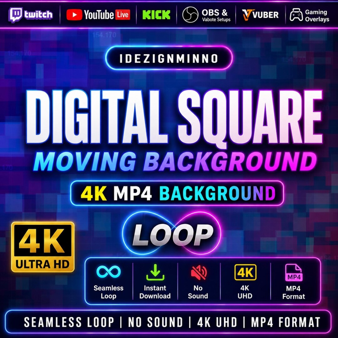 Digital Square Moving Animated Background Loop | Futuristic Tech Grid ...