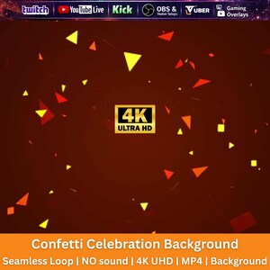 Confetti Celebration Seamless Loop Animation | Colorful Party Background, Motion Graphics, Festive Stream Overlay