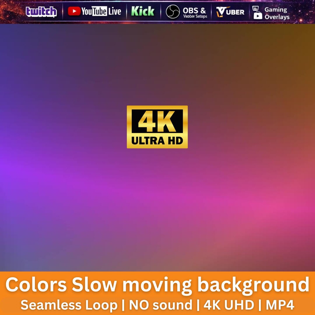 Slow Moving Colors 4K Animated Background Loop MP4 | OBS Twitch Stream ...