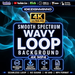 Smooth Spectrum Wavy Motion Background | Seamless Loop Animation Color Wave OBS, Twitch YouTube (MP4)