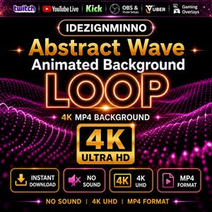 Abstrakt våganimerad 4K-bakgrundsloop MP4 | OBS Twitch Stream Overlay | Sömlös effekt