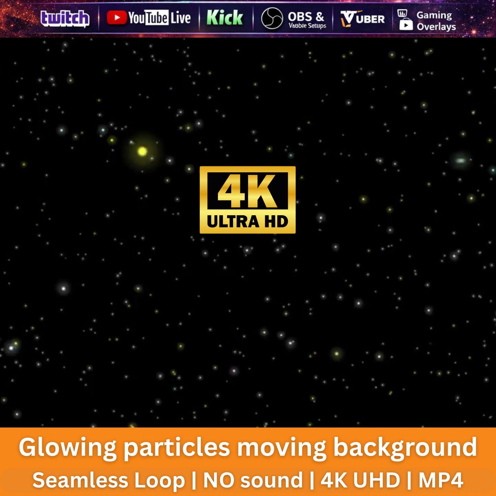 Glowing Particles 4K Animated Background Loop MP4 | OBS Twitch Stream ...