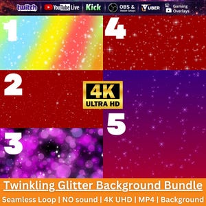Bundel fonkelende glitterachtergrond | Sparkling Star, bokeh-loops | Glitteranimatie | OBS Twitch Stream-overlay