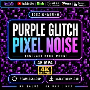 Glitch Background | Digital Pixel Noise Animation | Cyberpunk Tech Loop | Twitch OBS Stream Background