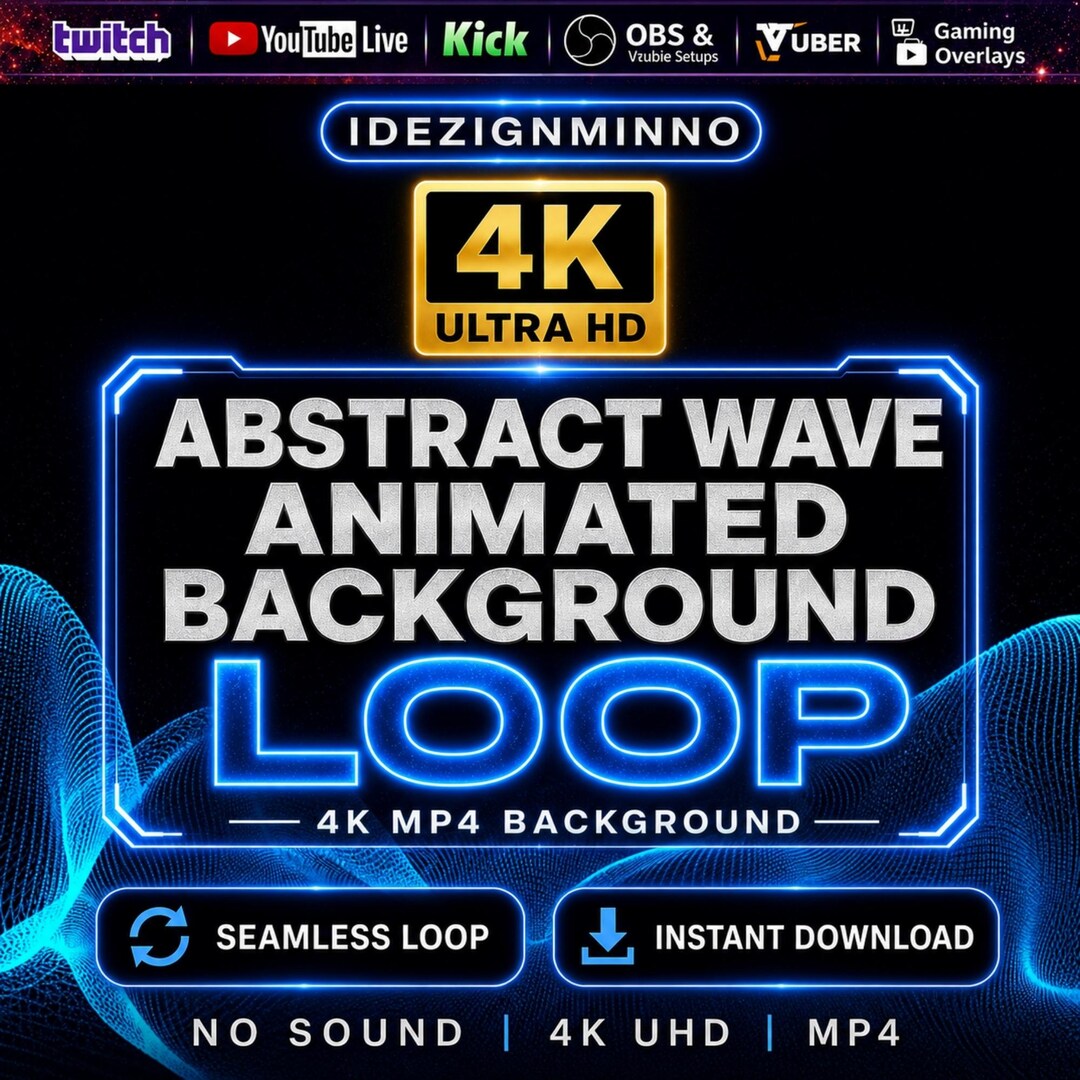 Abstract Wave Animated 4K Background Loop MP4 | OBS Twitch Stream ...