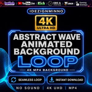 Abstract Wave Animated 4K Background Loop MP4 | OBS Twitch Stream Overlay | Seamless effect