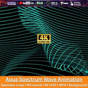 Aqua Spectrum Wave Animation | Abstract Blue Background | 4K Motion Graphics | Stream Background | VJ Visual