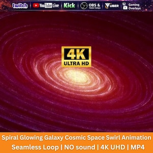 螺旋状に輝く銀河の背景ループ | 宇宙空間の渦巻きアニメーション | OBS ストリームオーバーレイ | 未来的な宇宙