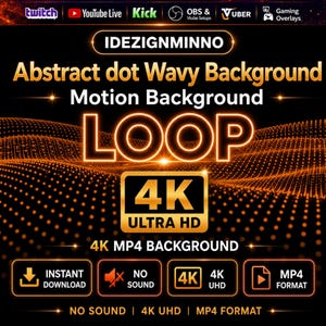 Abstrakt prickig vågig animerad bakgrundsloop MP4 | OBS Twitch Stream Overlay | Sömlös digital våg
