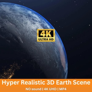 Animación 3D hiperrealista de la Tierra en 4K / Fondo de globo giratorio / Edición de video con movimiento cinematográfico mundial