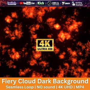 Fiery Cloud Dark Background Animation | Dramatic Fire Smoke Motion Graphics | Seamless Loop OBS, Twitch