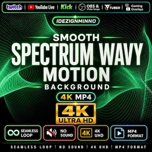 Sfondo con movimento ondulato a spettro uniforme / Animazione a ciclo continuo con movimento a onda colorata OBS, Twitch