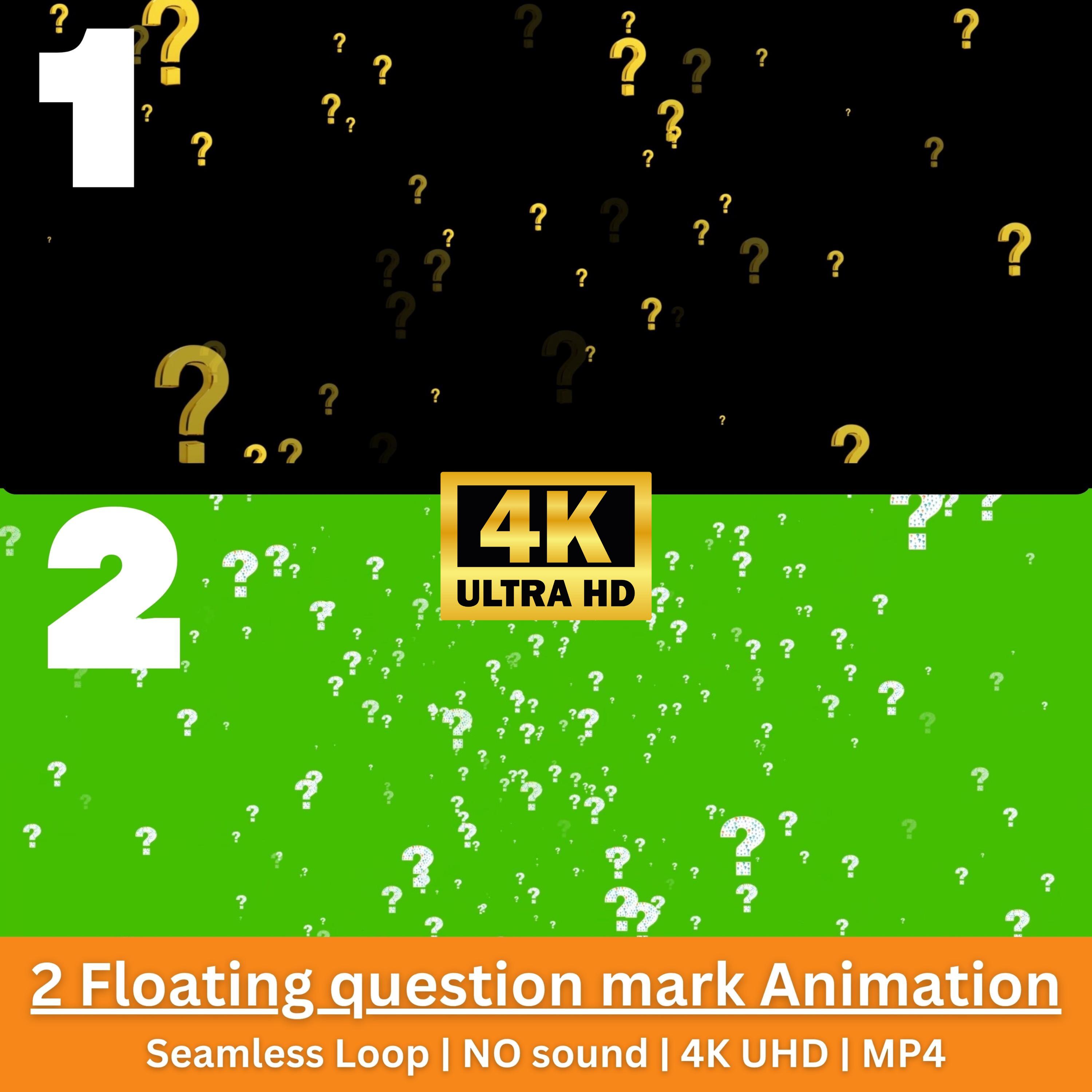 Bundle of 2 Floating Question Mark 4K Animations | Green Screen & Black ...