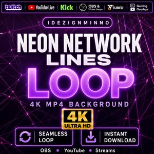 Neon Network Lines Background | Futuristic Tech Animation | Abstract Digital Connection Graphics | OBS Twitch