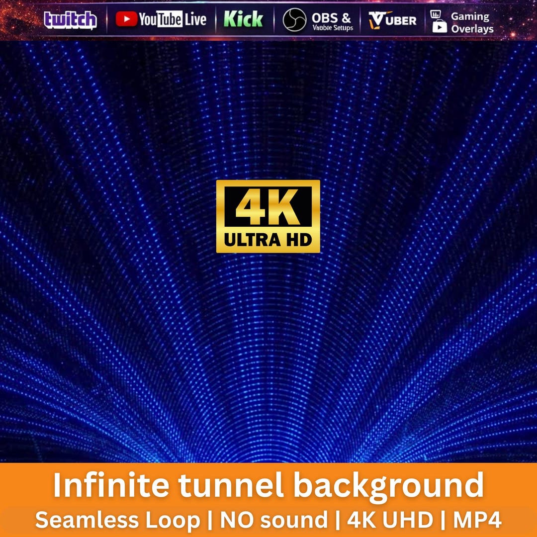 Infinite Tunnel 4K Animated Background Loop MP4 | OBS Twitch Stream ...