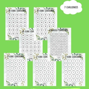 challenges and trackers for cash stuffing, a6 budget binder, digital download, cash stuffing, budgeting, saving method, netherlands, banknotes