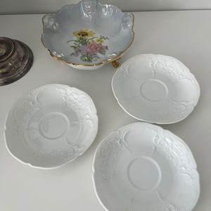 vintage Rosenthal Sanssouci soucoupes blanches en relief - Lot de 3 - Allemagne