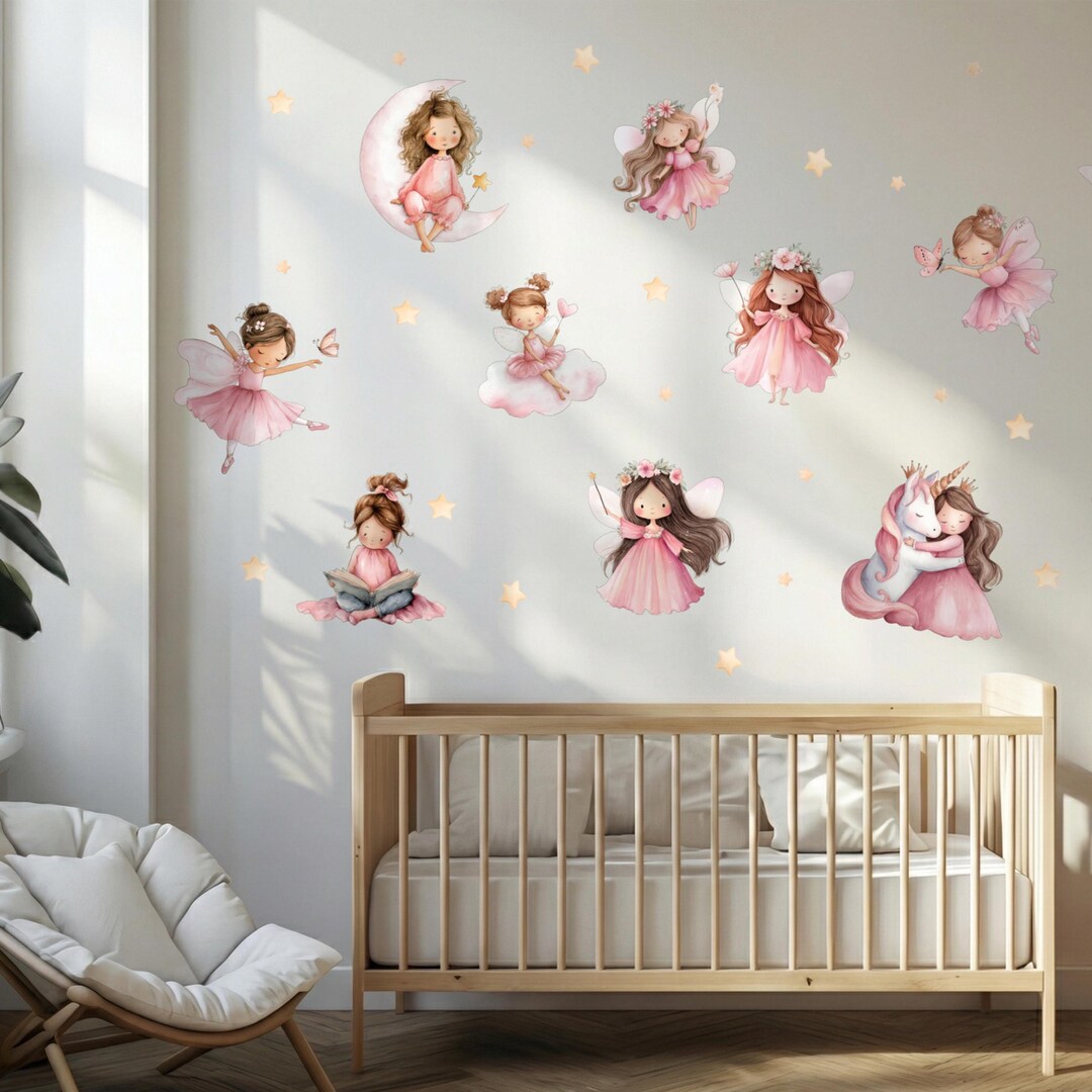 Fairy Wall Decals – Watercolor Baby Room Decor, Reusable Wall Art - Etsy