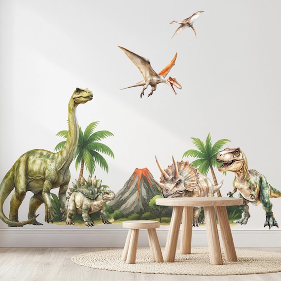 Autocollant Mural Dinosaure T-Rex - Décalque Vinyle 3D Amovible - Sticker Décoration Chambre