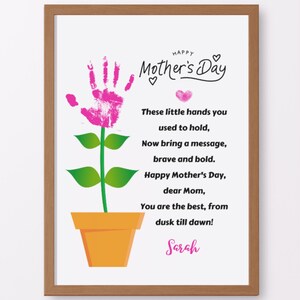 Muttertag Handabdruck Kunst, Blumen Mama Handabdruck, Blumen Gedicht, Handabdruck Muttertag Handwerk, Fingerabdruck Muttertag Handwerk