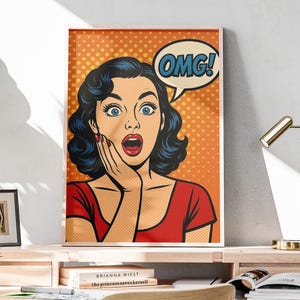 Pop Art Comic Woman Poster: Retro Cartoon OMG Print (Digital Download)