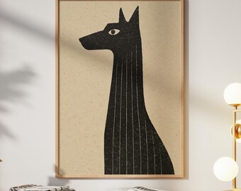 Minimalist Black Dog Art Print - Modern Wall Decor (Digital Download)